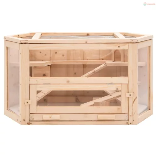 Tömör fenyőfa hörcsögketrec 80x40x43 cm