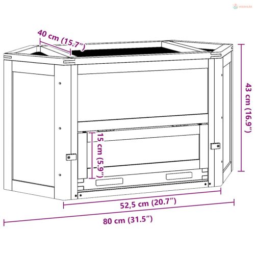 Tömör fenyőfa hörcsögketrec 80x40x43 cm