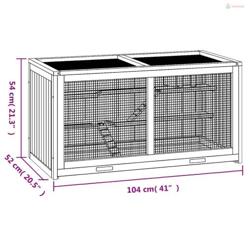Tömör fenyőfa hörcsögketrec 104 x 52 x 54 cm