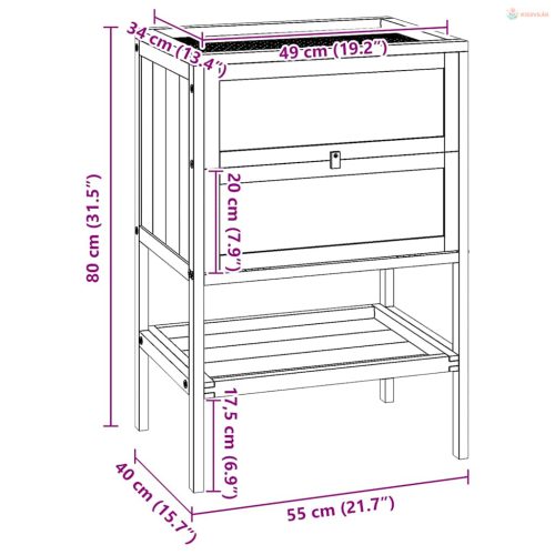 Tömör fenyőfa hörcsögketrec 55 x 40 x 80 cm