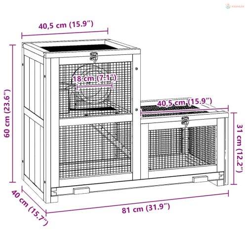 Tömör fenyőfa hörcsögketrec 81 x 40 x 60 cm