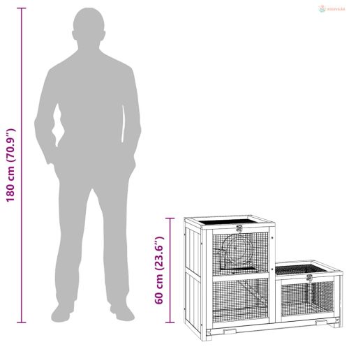 Tömör fenyőfa hörcsögketrec 81 x 40 x 60 cm
