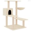 Krémszínű macskabútor szizál kaparófákkal 82,5 cm
