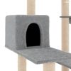 Világosszürke macskabútor szizál kaparófákkal 82,5 cm