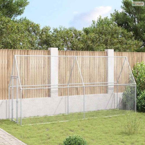 Szürke horganyzott acél csirkeketrec 400x100x190 cm