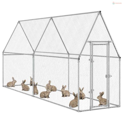 Szürke horganyzott acél csirkeketrec 400x100x190 cm