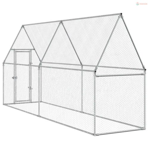 Szürke horganyzott acél csirkeketrec 400x100x190 cm