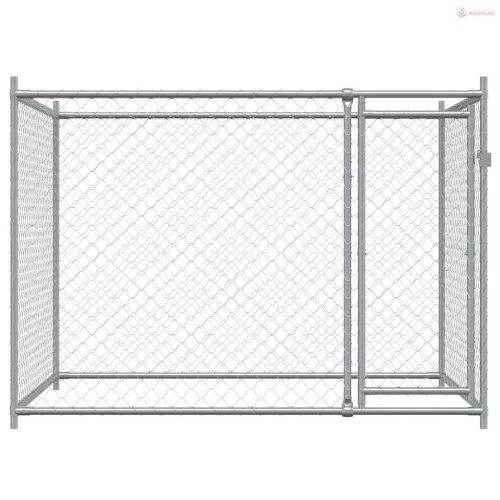 Szürke horganyzott acél kutyaláda ajtóval 2x2x1,5 m