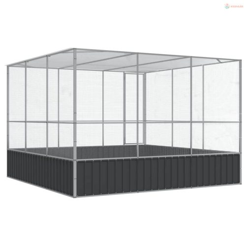 Ezüstszínű acél madárház 311 x 307 x 212 cm