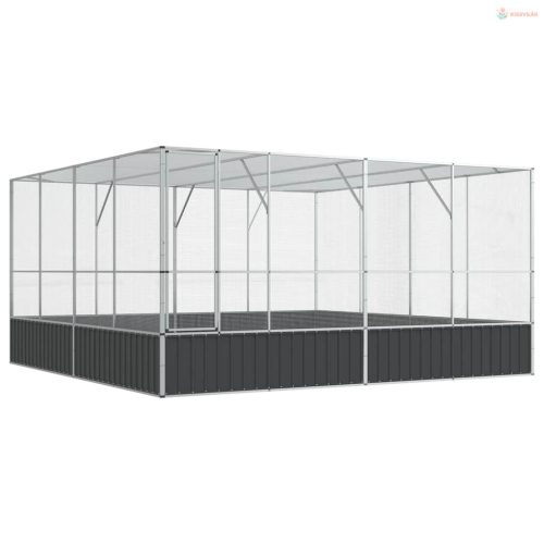 Ezüstszínű acél madárház 418 x 414 x 212 cm