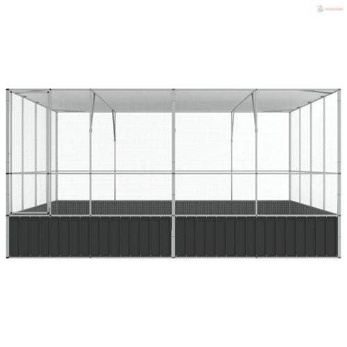 Ezüstszínű acél madárház 418 x 414 x 212 cm