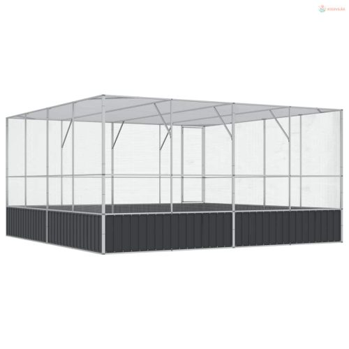 Ezüstszínű acél madárház 418 x 414 x 212 cm