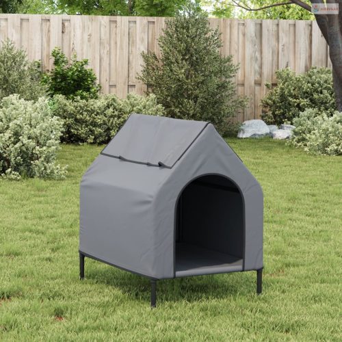 Világosszürke oxford szövet és acél kutyaház