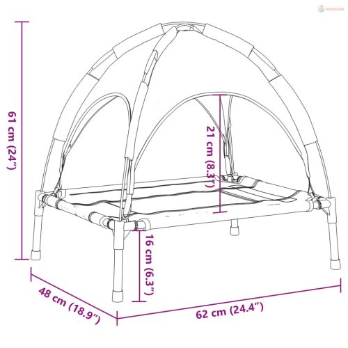 Antracitszürke oxford szövet és acél baldachinos kutyaágy