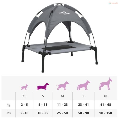 Antracitszürke oxford szövet és acél baldachinos kutyaágy