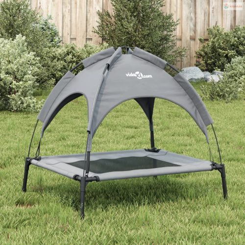 Antracitszürke oxford szövet és acél baldachinos kutyaágy