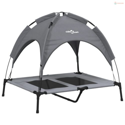 Antracitszürke oxford szövet és acél baldachinos kutyaágy