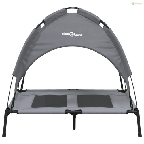 Antracitszürke oxford szövet és acél baldachinos kutyaágy