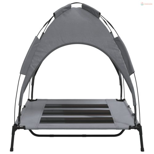 Antracitszürke oxford szövet és acél baldachinos kutyaágy