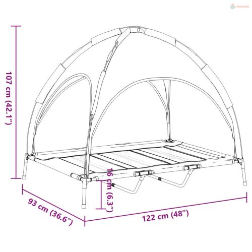 Antracitszürke oxford szövet és acél baldachinos kutyaágy