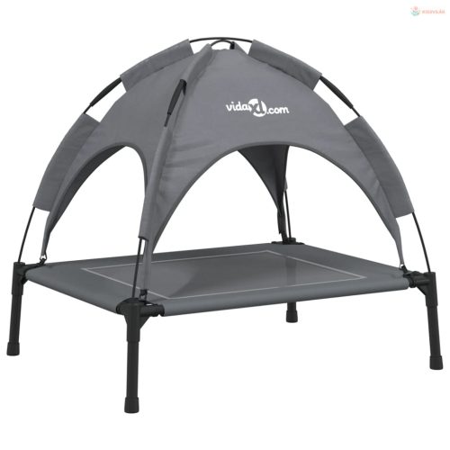 Antracitszürke oxford szövet és acél baldachinos kutyaágy