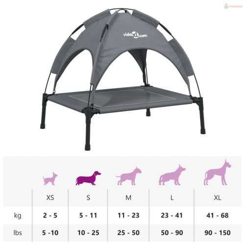 Antracitszürke oxford szövet és acél baldachinos kutyaágy