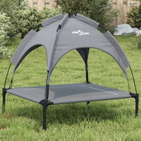   Antracitszürke oxford szövet és acél baldachinos kutyaágy