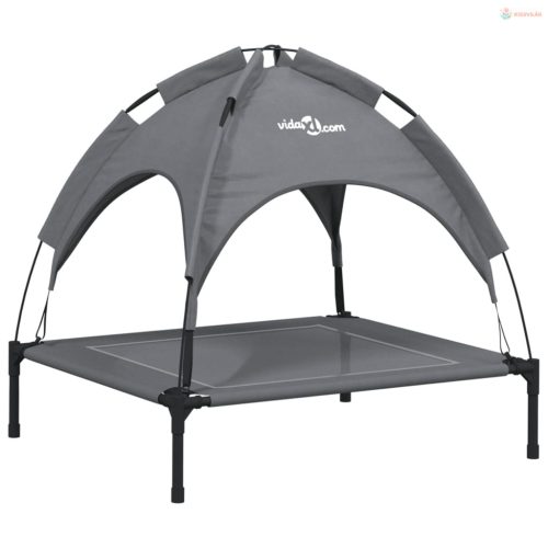 Antracitszürke oxford szövet és acél baldachinos kutyaágy