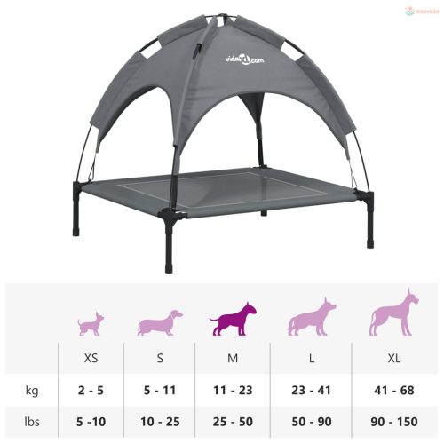 Antracitszürke oxford szövet és acél baldachinos kutyaágy