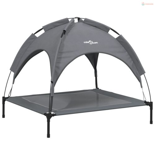 Antracitszürke oxford szövet és acél baldachinos kutyaágy