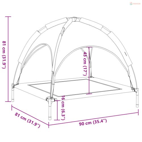 Antracitszürke oxford szövet és acél baldachinos kutyaágy