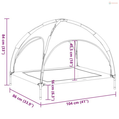 Antracitszürke oxford szövet és acél baldachinos kutyaágy