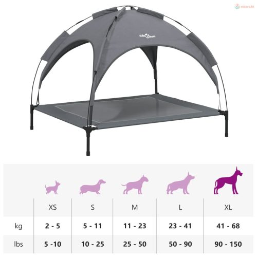 Antracitszürke oxford szövet és acél baldachinos kutyaágy