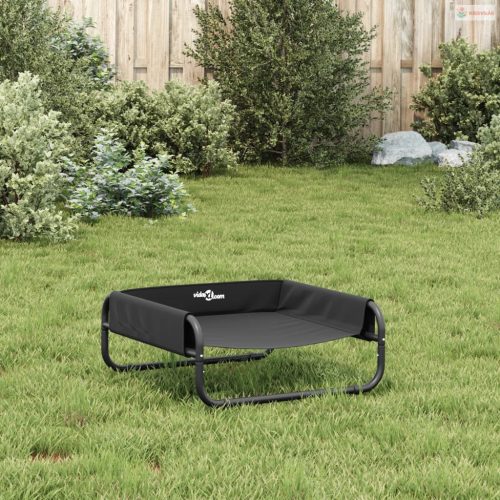 Antracitszürke oxford szövet és acél emelt kutyaágy