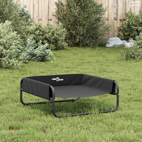 Antracitszürke oxford szövet és acél emelt kutyaágy