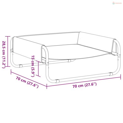 Antracitszürke oxford szövet és acél emelt kutyaágy