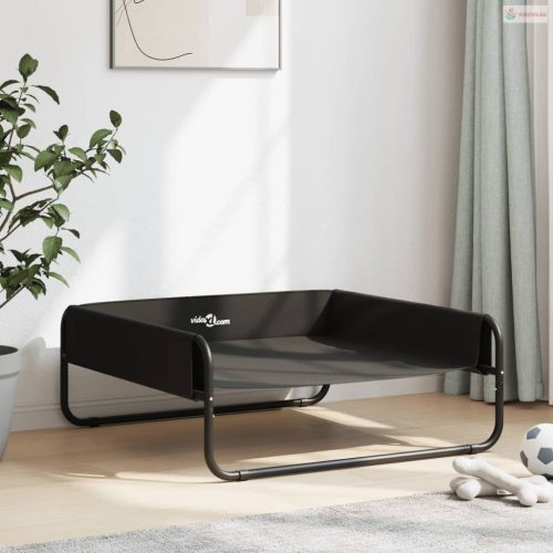 Antracitszürke oxford szövet és acél emelt kutyaágy