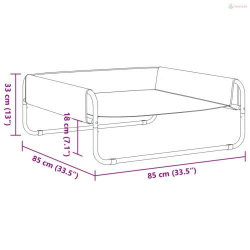 Antracitszürke oxford szövet és acél emelt kutyaágy