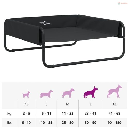 Antracitszürke oxford szövet és acél emelt kutyaágy