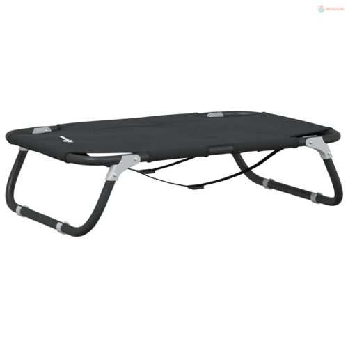 Antracitszürke oxford szövet és acél összecsukható kutyaágy