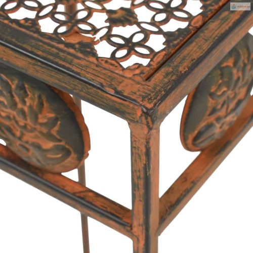 3 részes vintage stílusú rozsdás színű fém virágállvány-szett