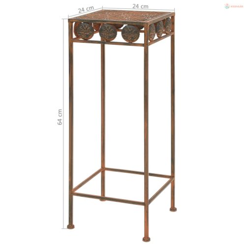 3 részes vintage stílusú rozsdás színű fém virágállvány-szett