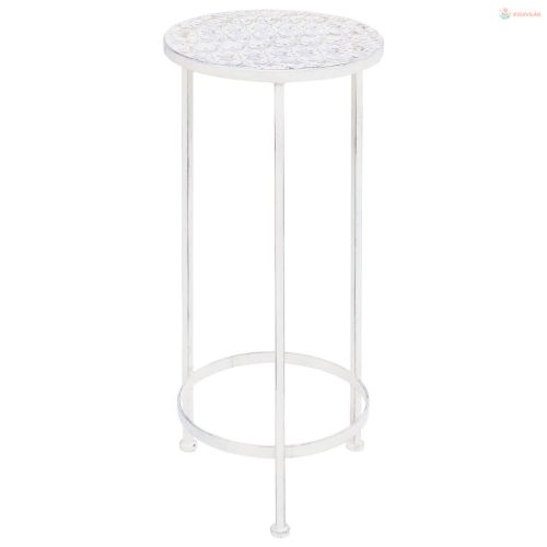 3 részes vintage stílusú antik fehér fém virágállvány-szett