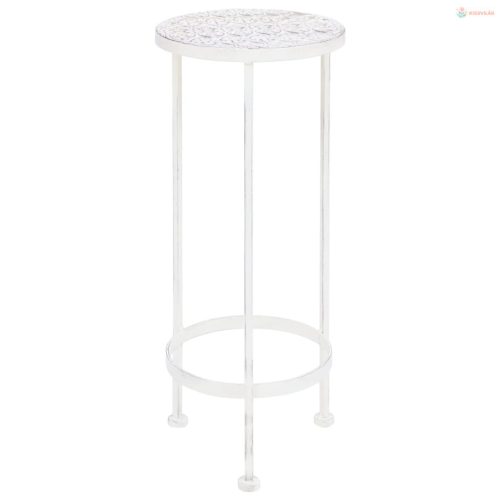 3 részes vintage stílusú antik fehér fém virágállvány-szett