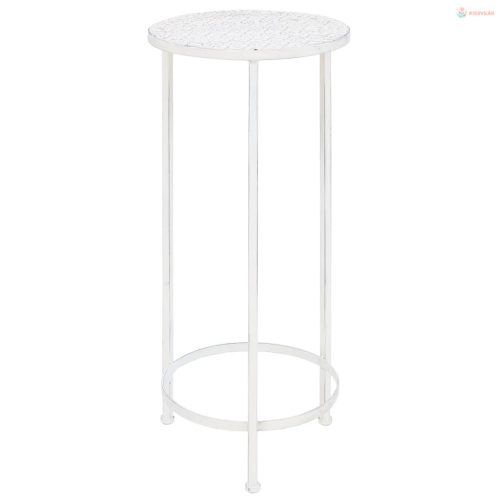 3 részes vintage stílusú antik fehér fém virágállvány-szett