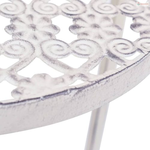 3 részes vintage stílusú antik fehér fém virágállvány-szett