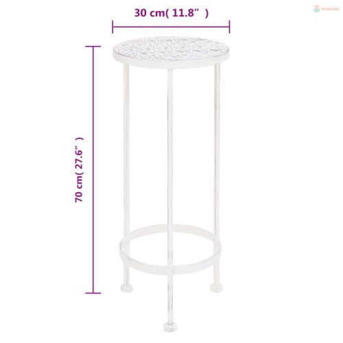 3 részes vintage stílusú antik fehér fém virágállvány-szett