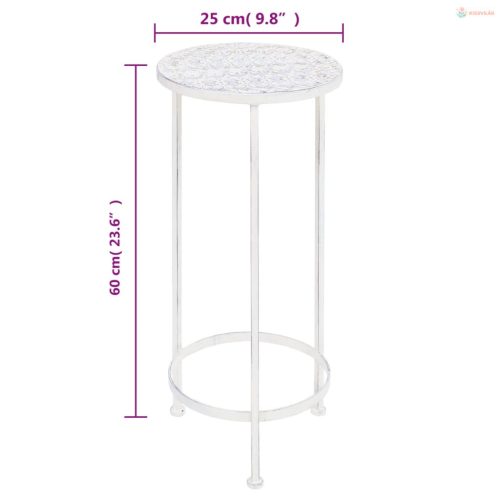 3 részes vintage stílusú antik fehér fém virágállvány-szett