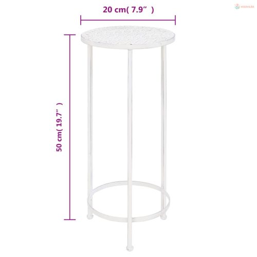 3 részes vintage stílusú antik fehér fém virágállvány-szett