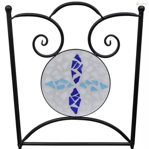 3 részes kék és fehér mozaik bisztró szett